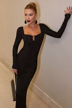Solid Square Neck Maxi Dress