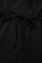 Black Solid Spaghetti Strap Wide Leg Drawstring High Waist Jumpsuit
