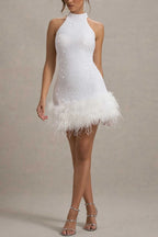 Sexy Sleeveless Slim Sparkle Plush Sequin Cocktail Dress