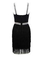Birthday Party Dress V-Neck Sleeveless Cocktail Mini Dresses With Fringe