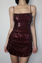 Red Heavy Embellished Bodycon Mini Dress