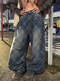 Stripe And Check Print Women'S Jeans