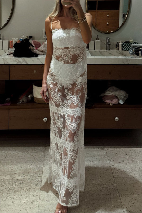 Seraphina  Lace Sheer Slip Maxi Dress
