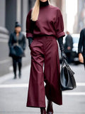 Solid Color Simple Casual Suit Trousers Set