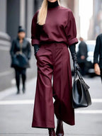 Solid Color Simple Casual Suit Trousers Set