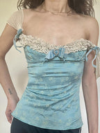 Lace Bow Print Cami Top