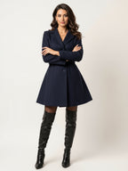 Red Wool-Blend Flare Coat With Belt For Women 2026