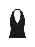 French Neck Tie Halter Vest