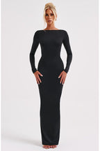 Long Sleeve Backless Bodycon With Side Slit Dress