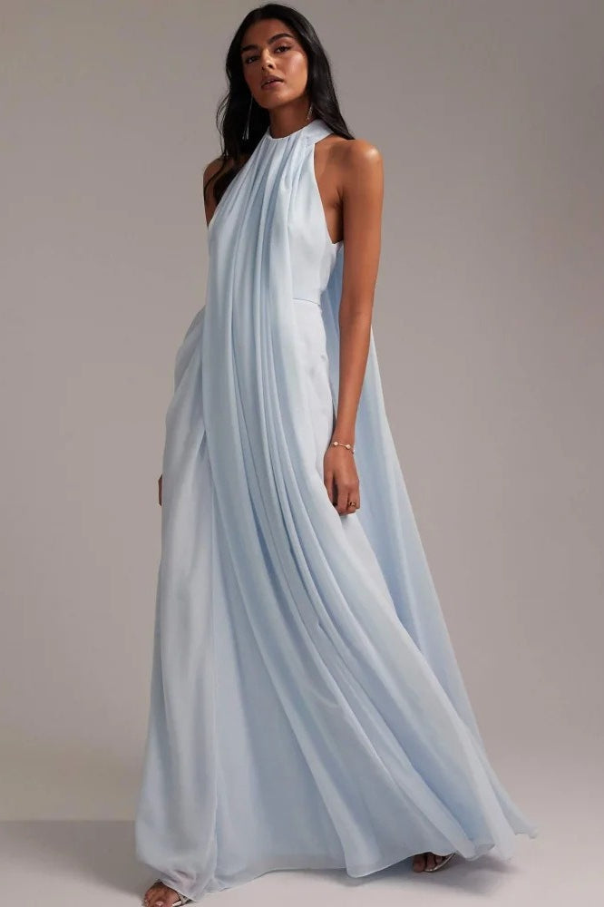 Blue Halter Maxi Dress