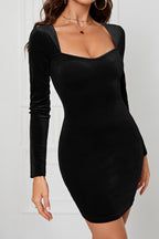 Velvet Sweetheart Long Sleeve Bodycon Mini Dress