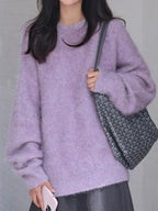 Fuzzy Solid Pullover Sweater