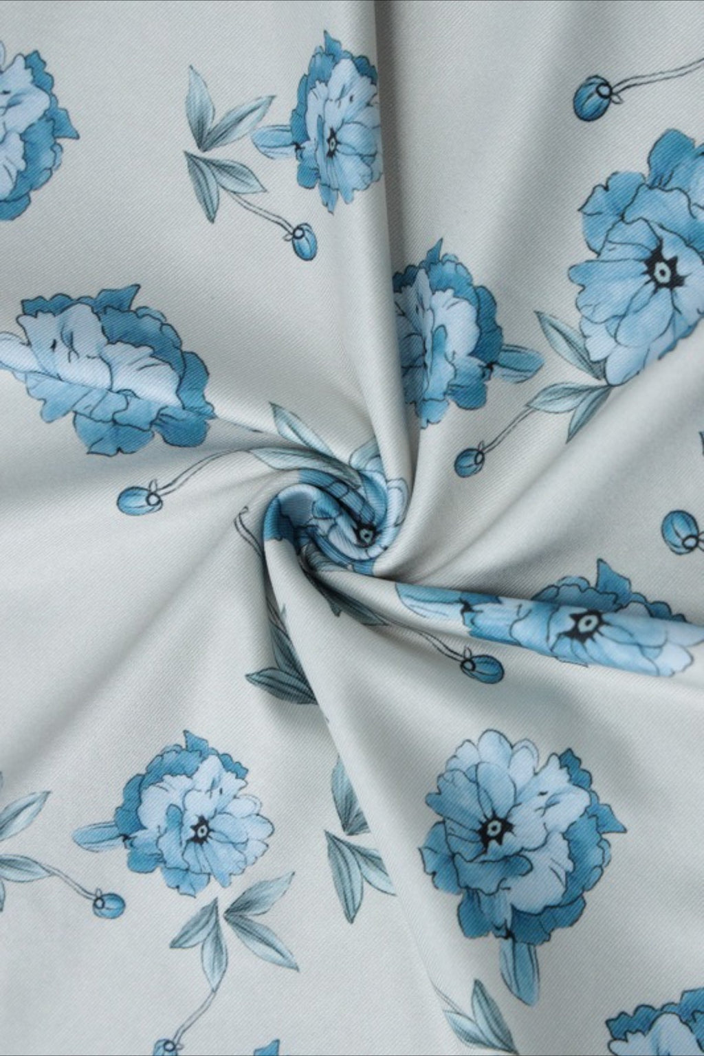 Blue Spaghetti Strap Sweetheart Corset Toile Floral Print A-Line Maxi Dress