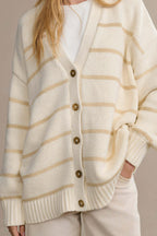 V-Neck Striped Cotton Sweater