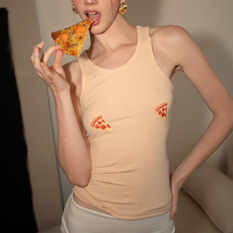 Crewneck hamburger pattern contrast top  | Festival Outfits Women