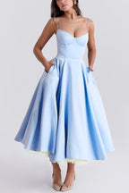 Lorraine Premium Strapless V Neck Sleeveless Tutu Maxi Dress Designer Edit