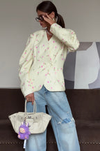 V-neck Floral Loose Chic Blazer Coat