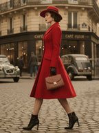 Vintage A-line Double-breasted Woolen Flared Midi Coat For Women 2026