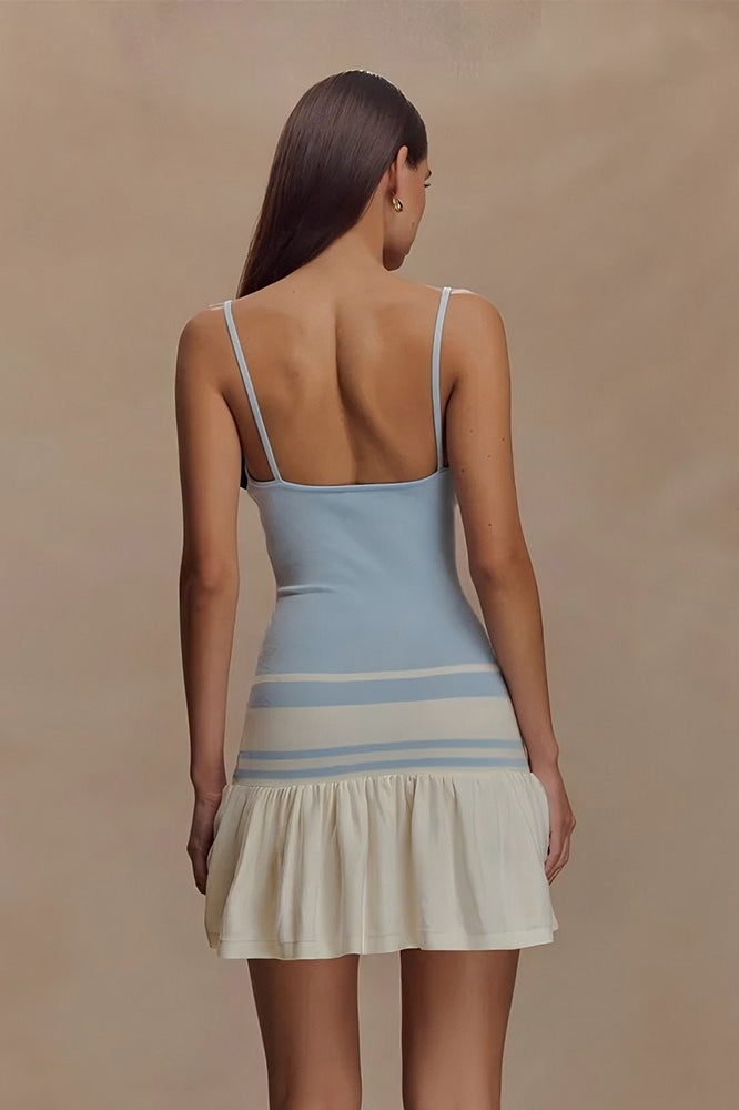 Colorblock Tank Top and Pleated Mini Skirt Two Piece Set