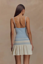 Colorblock Tank Top and Pleated Mini Skirt Two Piece Set