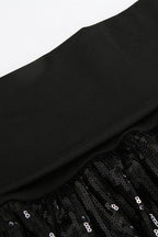 Sequin Paneled Tiered Bodycon Mini Skirt