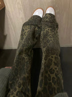 Retro Leopard Print Boyfriend Jeans
