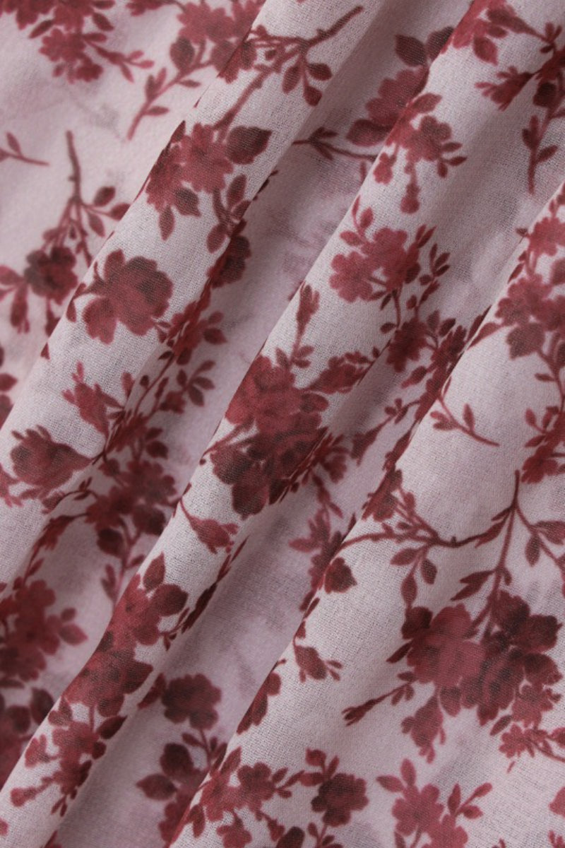 Red Spaghetti Strap Backless Ditsy Floral Print A-Line Maxi Dress