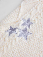 Oversize Star Embroidered Cable Knit Cardigan