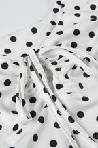 Polka Dot Keyhole Tie Front Deep V-Neck Cami Mini Dress