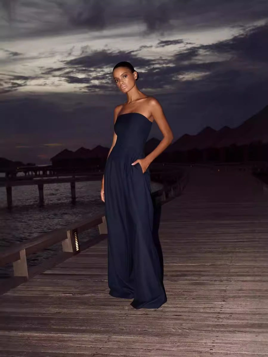 Women's Strapless Jumpsuit With Pockets