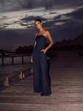Women's Strapless Jumpsuit With Pockets