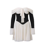 Off-shoulder Color-matching Dress for Women