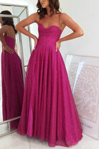 Glitter Cowl Neck Corset Bodice Spaghetti Strap Pleated High Split Pocketed Maxi Gown