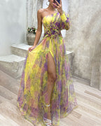 Party mesh off-shoulder dress