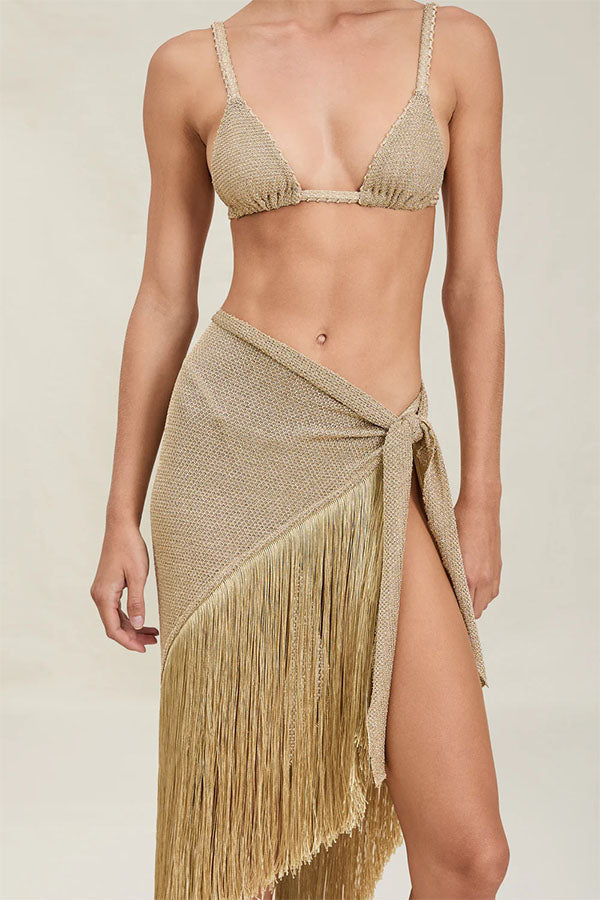 Metallic Tassel Scarf: Perfect for A Luxurious Halter Top or A Belted Skirt
