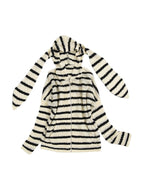 Rabbit Ear Styling Hooded Stripe Cardigan