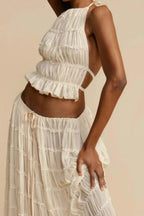 Ruched Halter Cami And Maxi Skirt Dress