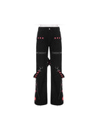 Contrast Color Ribbon Metal Decoration Cargo Jeans