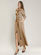 Women's Trench Coat Practical Turndown Collar Buttons Full Length Coat