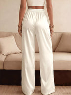 Lace Waist Wide Leg Pants