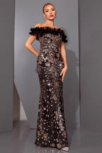 Shiny Sequin Off-Shoulder Slim Mermaid Sequin Dress