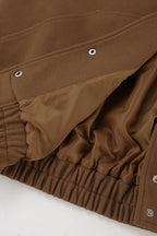 Stand Collar Melange Brown Wool Coat