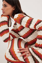 Odalis Boutique Woven Backless Maxi Knit Dress with Zigzag Pattern Chic Silhouette Collection