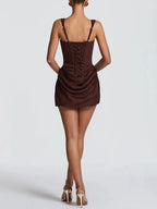 Camille Ruched Square-Neck Mini Dress