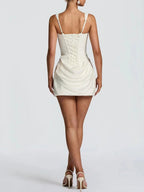 Camille Ruched Square-Neck Mini Dress