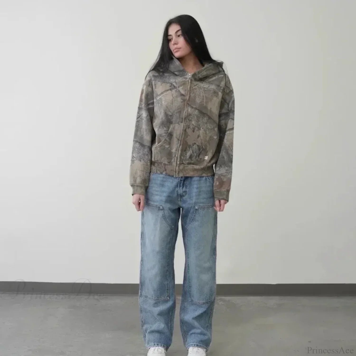 Camo Zipper Streetwear Hoodie