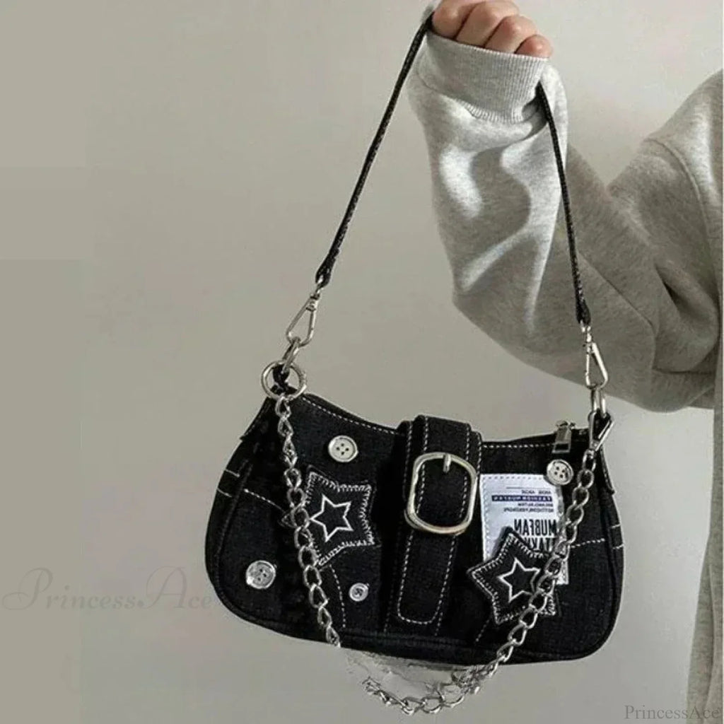 Canvas Stars Pattern Y2K Crossbody