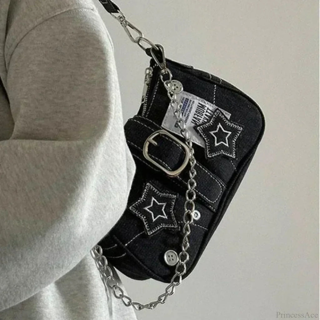 Canvas Stars Pattern Y2K Crossbody