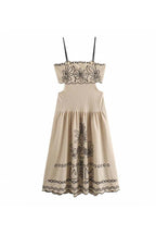 Yesenia Boutique Cotton Midi Dress with Abstract Embroidery Premium Wardrobe Essential