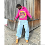 Cartoon Pattern Zipper Hoodie